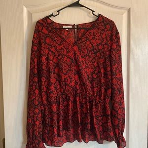 Dressy red and black long sleeve shirt